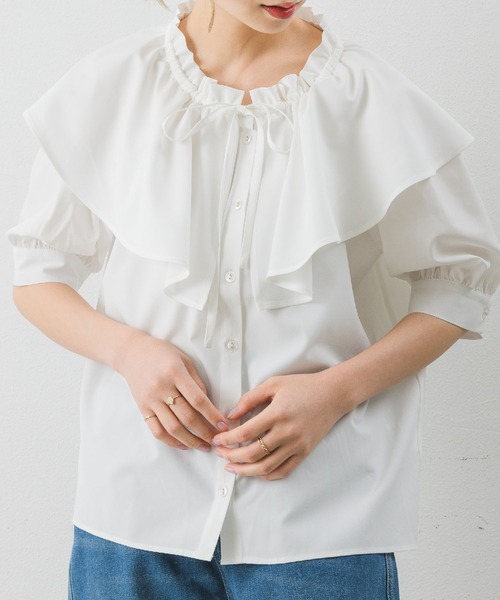 ブラウス シャツ RUFFLE ブラウス レディース RETROGIRL ブラウス シャツ フリル襟BL レディース : ZOZOTOWN