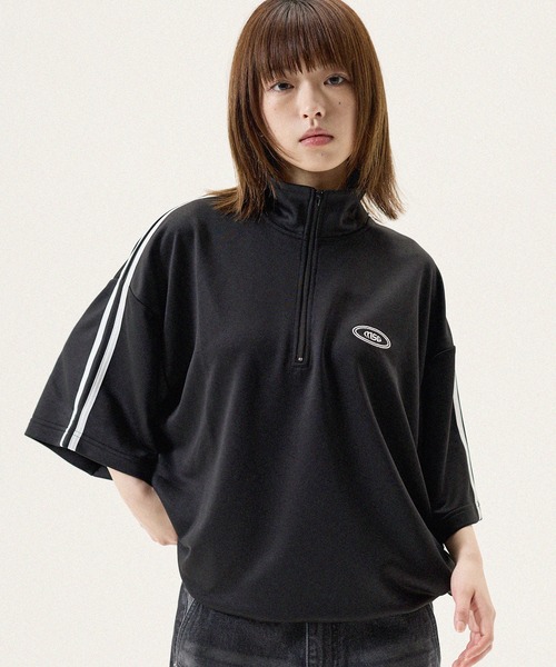 ラフシモンズ04AW/R刺繍ハーフジップジャージーカットソー希少サイズ50