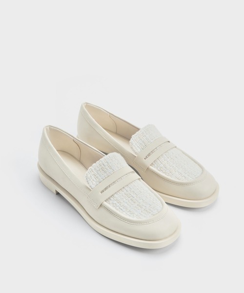 ツイードペニーローファー CHARLES ＆ KEITH ローファー ツイード ペニーローファー