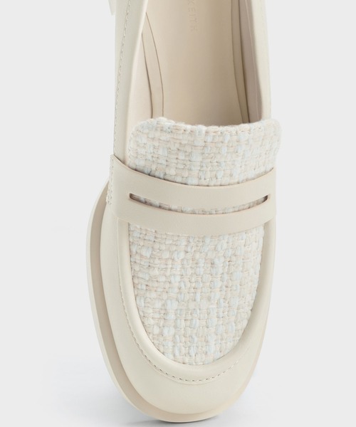 ツイードペニーローファー CHARLES ＆ KEITH ローファー ツイード ペニーローファー