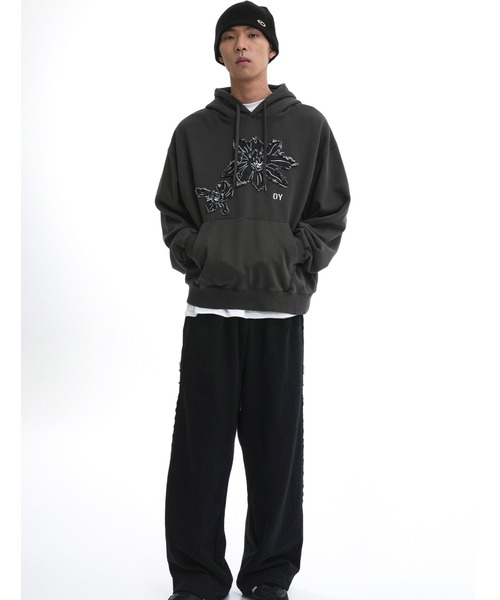 OY（オーワイ） パーカー DENIM FLOWER PATCH HOODIE/デニムフラワー