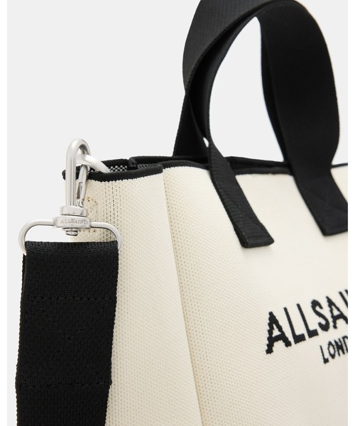 ALLSAINTS トートバッグ IZZY LOGO PRINT KNITTED MINI TOTE BAG