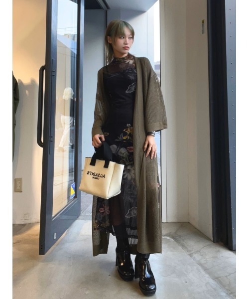ALLSAINTS トートバッグ IZZY LOGO PRINT KNITTED MINI TOTE BAG