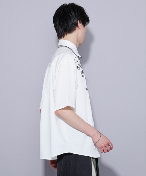 Ellno Loset（エルノロゼット） シャツ ローズ刺繍パイピングシャツ