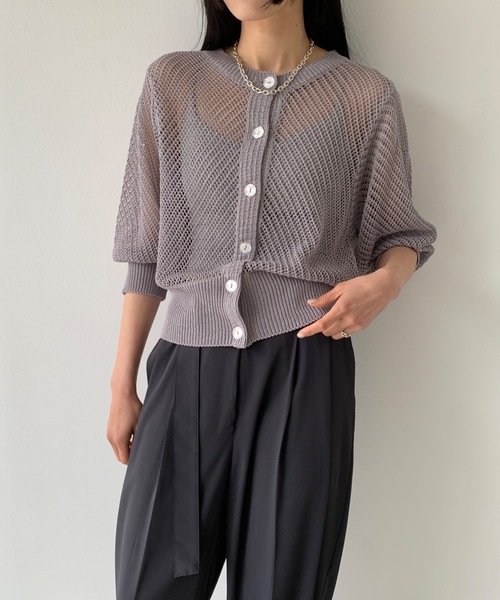 カーディガン 「DIDOT.」メッシュニットハーフカーディガン レディース Didot.showroom カーディガン 「DIDOT.」メッシュニットハーフ