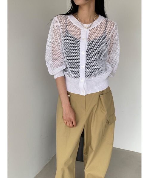 カーディガン 「DIDOT.」メッシュニットハーフカーディガン レディース Didot.showroom カーディガン 「DIDOT.」メッシュニットハーフ