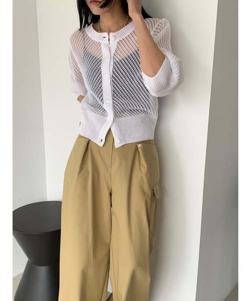 カーディガン 「DIDOT.」メッシュニットハーフカーディガン レディース Didot.showroom カーディガン 「DIDOT.」メッシュニットハーフ