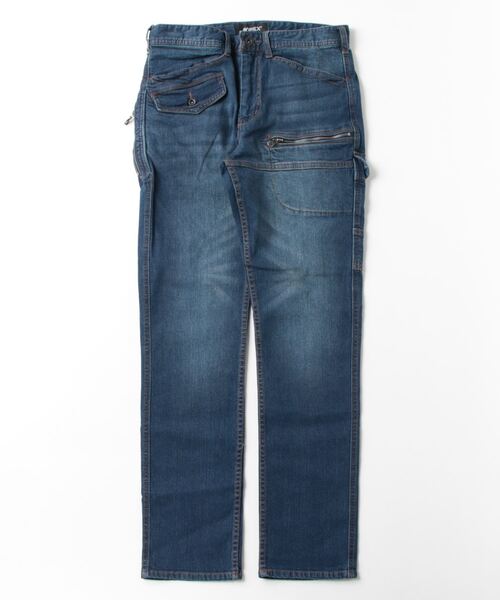 【送料無料】AVIREX アビレックス デニムオールインワン チェーンステッチ 送料無料】AVIREX アビレックス デニムオールインワン チェーン