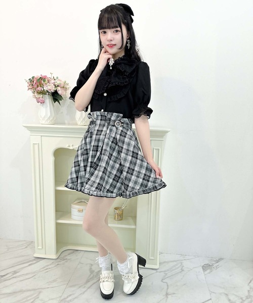 ROJITA スカート パールバックルタッキングフレアスカート