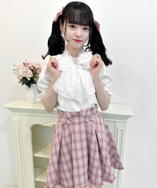 ★美品★ ROJITA ビジューリボンタッキングフレアスカート ★ ロジータ ROJITA ビジュリボンタッキングフレアスカート