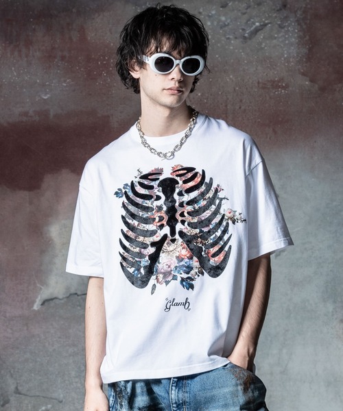 glamb（グラム） tシャツ Skelton Flower T-Shirt / スケルトン