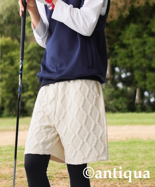 新品未使用タグ付き antiqua stch 切り替えハーフパンツ GOLF antiqua ANTIQUA GOLF×STCH ハーフパンツ レディース 送料無料