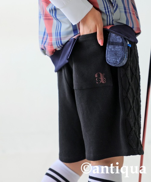 新品未使用 antiqua stch 切り替えハーフパンツ GOLF ブラック antiqua ANTIQUA GOLF×STCH ハーフパンツ レディース 送料無料