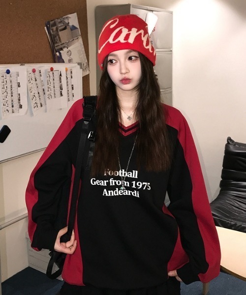 Rady♡バイカラートレーナー♡ トレーナー スウェット バイカラー ゲームシャツ ポンチ