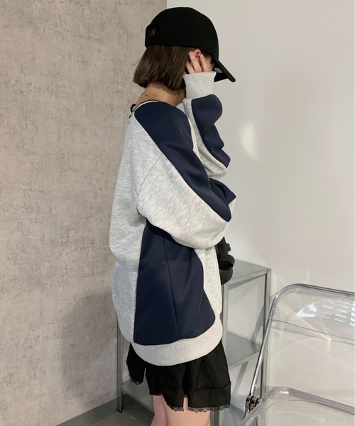 FOGDAWN ブルー スウェット セットアップ 2点セットアップ】ロゴ刺繍ハーフジップスウェット＆パンツ 胸