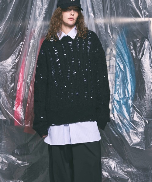 MAISON SPECIAL プライムオーバーダメージウールニットプルオーバー UNISEX》Prime-Over Damaged Wool Knit Pullover/プライム