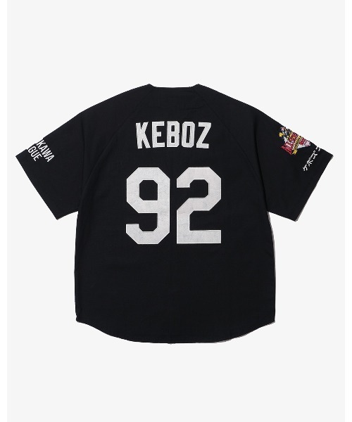 トップス MIYACHI KEBOZ BASEBALL SHIRT Keboz short sleeve shirt x MIYACHI BASEBALL S COTTON Navy