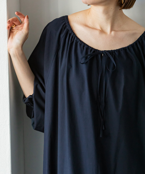 Noble 七分袖フレアスリーブワンピース　ネイビー　36 NOBLE 「NOBLE」 7分袖ワンピース 36 ネイビー レディース
