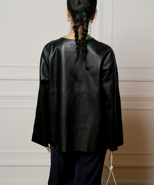 イエナ　ノーカラー　レザー　ジャケット Maison Margiela メゾンマルジェラ ノーカラージャケット