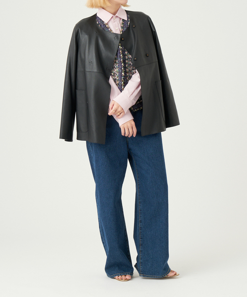 イエナ　ノーカラー　レザー　ジャケット IENA LA BOUCLE ジャケット ノーカラージャケット SHEEPレザー