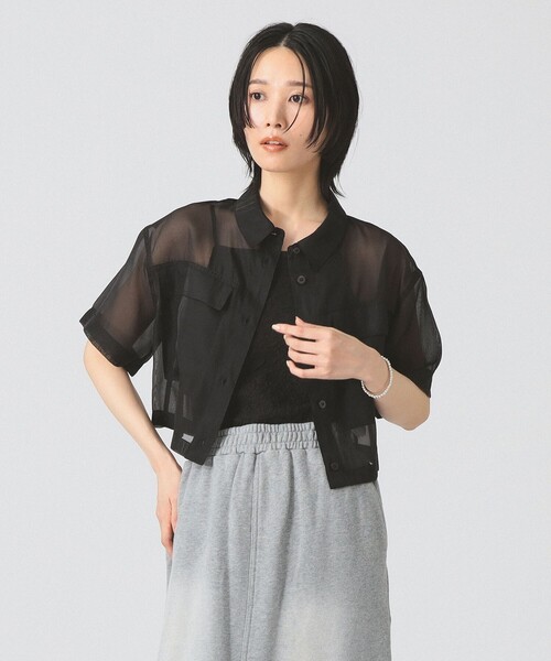 Ray BEAMS ブラウス シャツ シアー クロップドシャツ レディース