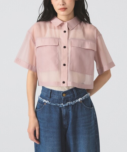 Ray BEAMS ブラウス シャツ シアー クロップドシャツ レディース