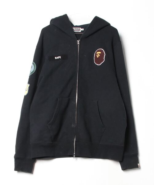 A BATHING APE 「A APE」 ジップアップパーカー X-LARGE ブラック 