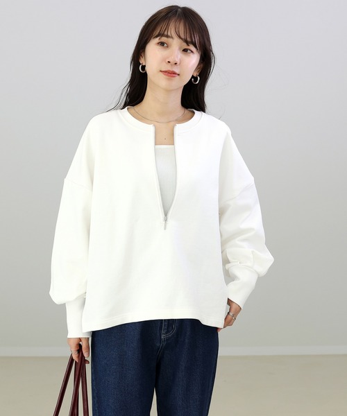 Aletta vita トレーナー スウェット 綿スウェットノーカラーハーフ