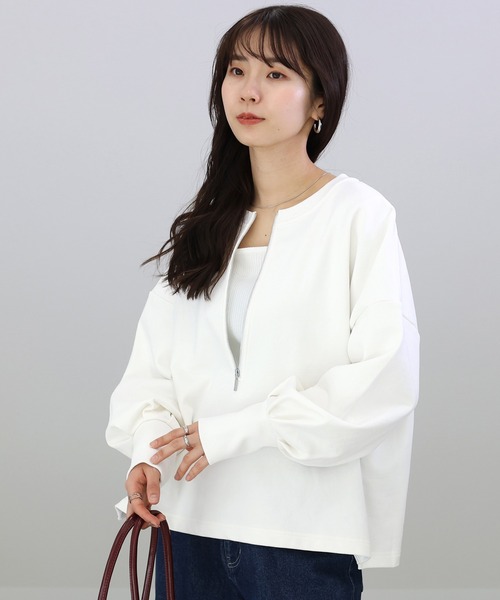 Aletta vita トレーナー スウェット 綿スウェットノーカラーハーフ