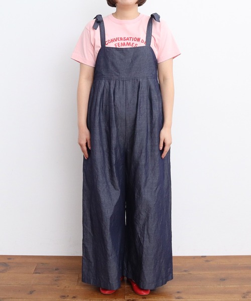 CHILD WOMAN サロペット オーバーオール 綿ラミーライトデニム
