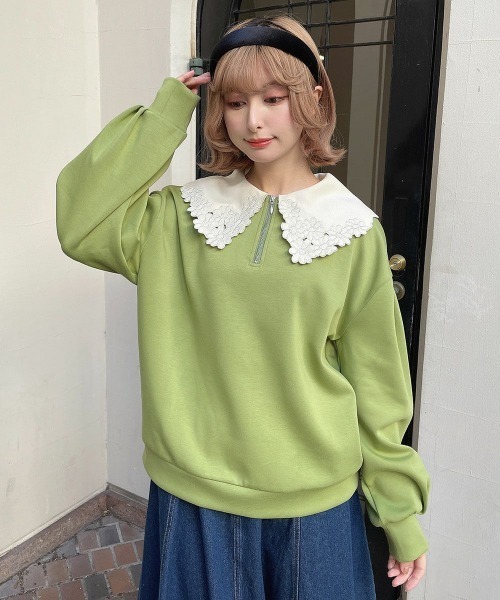 F i.n.t（フィント） トレーナー スウェット マーガレット衿ハーフ