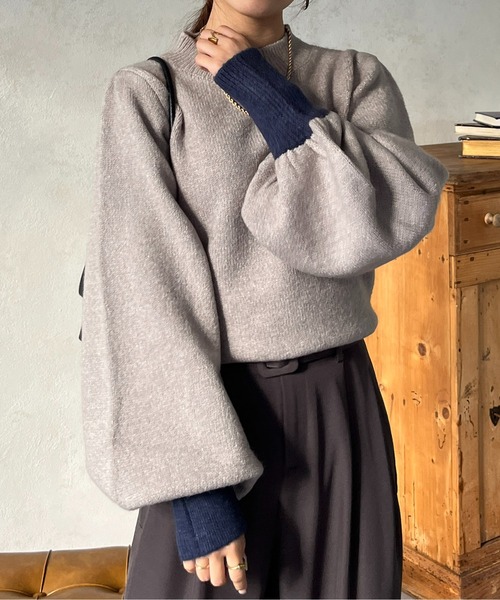 「Thevon」 長袖ニット FREE グレー レディース_画像9