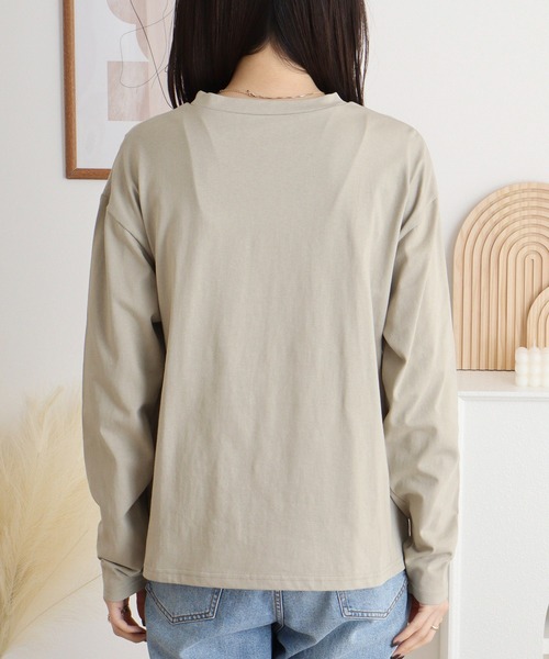 tシャツ A.N.L モデル刺繍長袖カットソープルオーバー 丸首ロンT