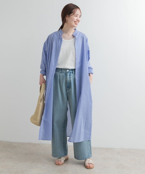 URBAN RESEARCH DOORS ワンピース カラーストライプシャツ