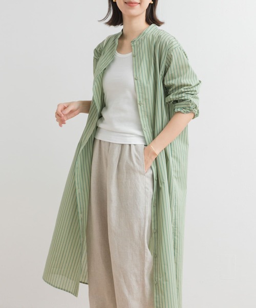 URBAN RESEARCH DOORS ワンピース カラーストライプシャツ