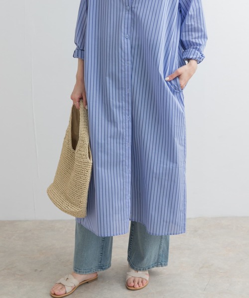 URBAN RESEARCH DOORS ワンピース カラーストライプシャツ