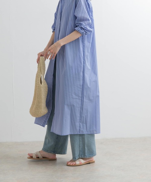 URBAN RESEARCH DOORS ワンピース カラーストライプシャツ