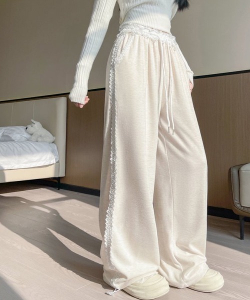 REMUR スウェットパンツ ジャージ レーススウェットパンツ レディース