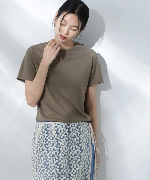 tシャツ Anti Soaked(R) 汗染み防止クルーネックリブTシャツ レディース Anti Soaked(R) 汗染み防止 クルーネック リブ Tシャツ