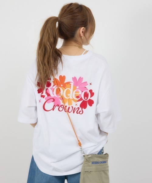 RODEO CROWNS WIDE BOWL tシャツ Flower Logo Embroidery T