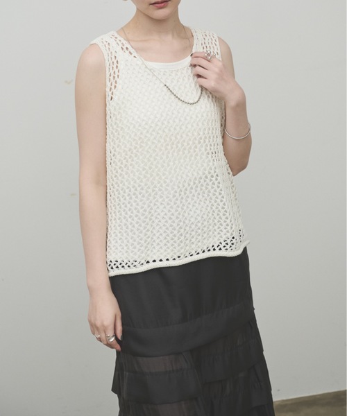 ベスト ジレ Mesh Knit Vest / メッシュニットベスト レディース