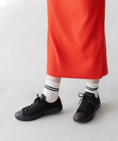 converse バスパン　光沢ホワイト✕グリーン　L CONVERSE スニーカー コンバース オールスター ライト OX ALL