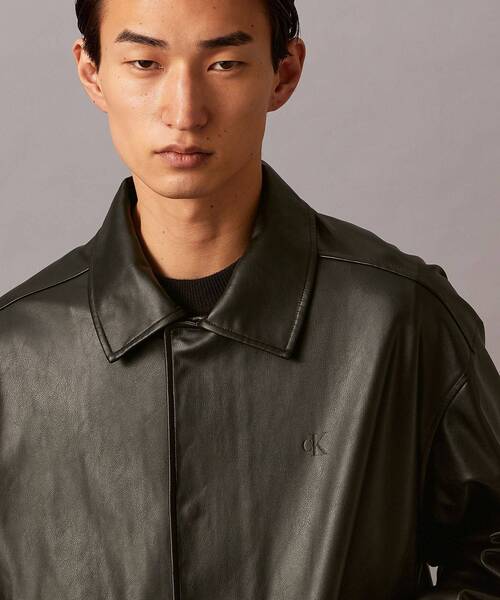 【新品タグ付】CKレザー風ジャケット Calvin Klein シャツ フェイクレザー ジャケット メンズ