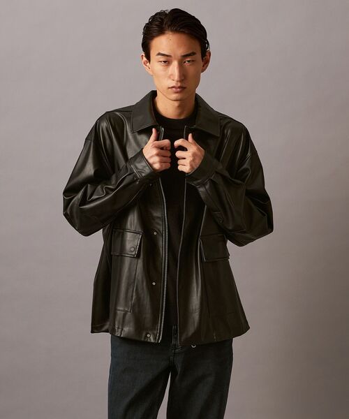 カルバンクライン メンズ フェイクレザージャケット Calvin Klein シャツ フェイクレザー ジャケット メンズ