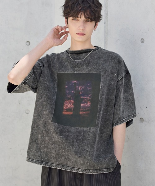 tシャツ ヴィンテージ加工ピグメントグラフィックTシャツ メンズ