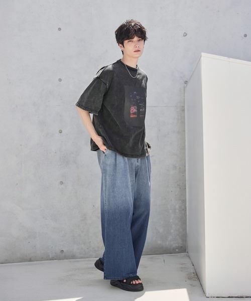 tシャツ ヴィンテージ加工ピグメントグラフィックTシャツ メンズ