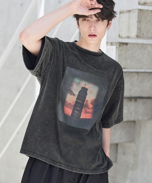 tシャツ ヴィンテージ加工ピグメントグラフィックTシャツ メンズ