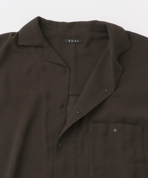 ブラウス シャツ パナマ風オープンカラーシャツ レディース EKAL ブラウス シャツ パナマ風オープンカラーシャツ レディース