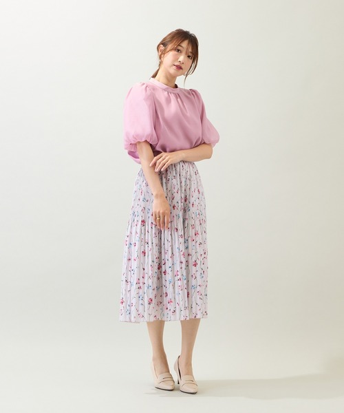 ローズティアラ ローズピンク レース 半袖ブラウス46 Rose Tiara ブラウス シャツ 「手洗いOK」バルーン袖ブラウス