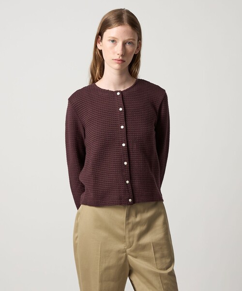 カーディガン 「Steven Alan」ウェイビー ジャージー ショートスリーブ カーディガン レディース